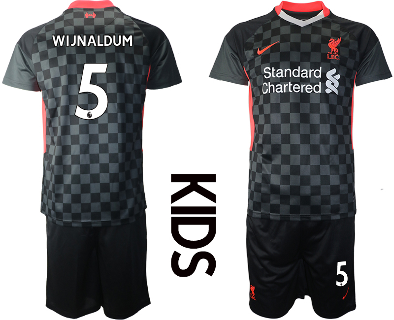 Youth 2020-2021 club Liverpool away #5 black Soccer Jerseys->liverpool jersey->Soccer Club Jersey